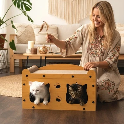 Roxlin Katzen Kratzmöbel TV-Modell – Kratzbaum & Katzenhaus aus Karton – Kratzbr