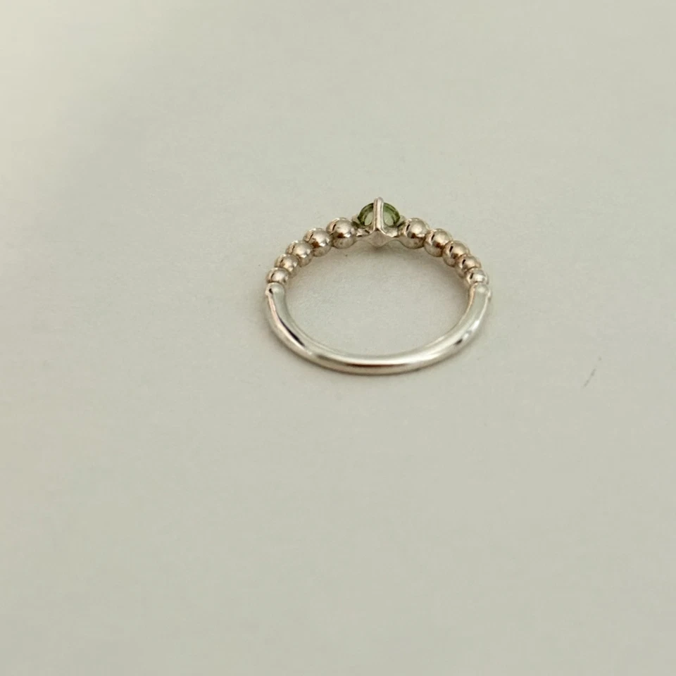 Pandora Green Peridot August Birthstone Beaded Band Ring Size 6 - Image 4 of 4