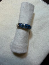 Vintage Sterling Silver Inlay Ring Turquoise or Malachite Narrow Band Size 6.5