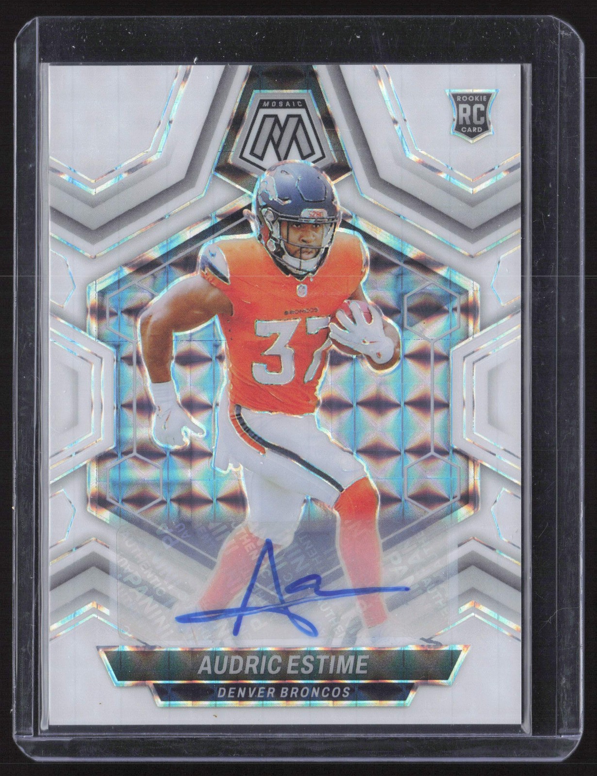 2024 Panini Mosaic #392 Audric Estime Rookie Autographs Mosaic White #/25