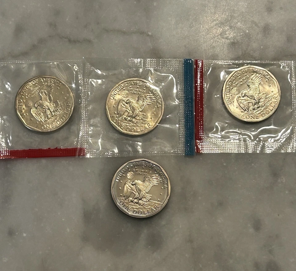 1980 P D S S Susan B Anthony Proof & BU - 4 Coin  Set / Lot - Mint Cello - Image 3 of 4