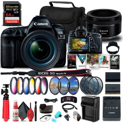 Canon EOS 5D Mark IV DSLR Camera with 24-70mm f/4L Lens (1483C018) Bundle