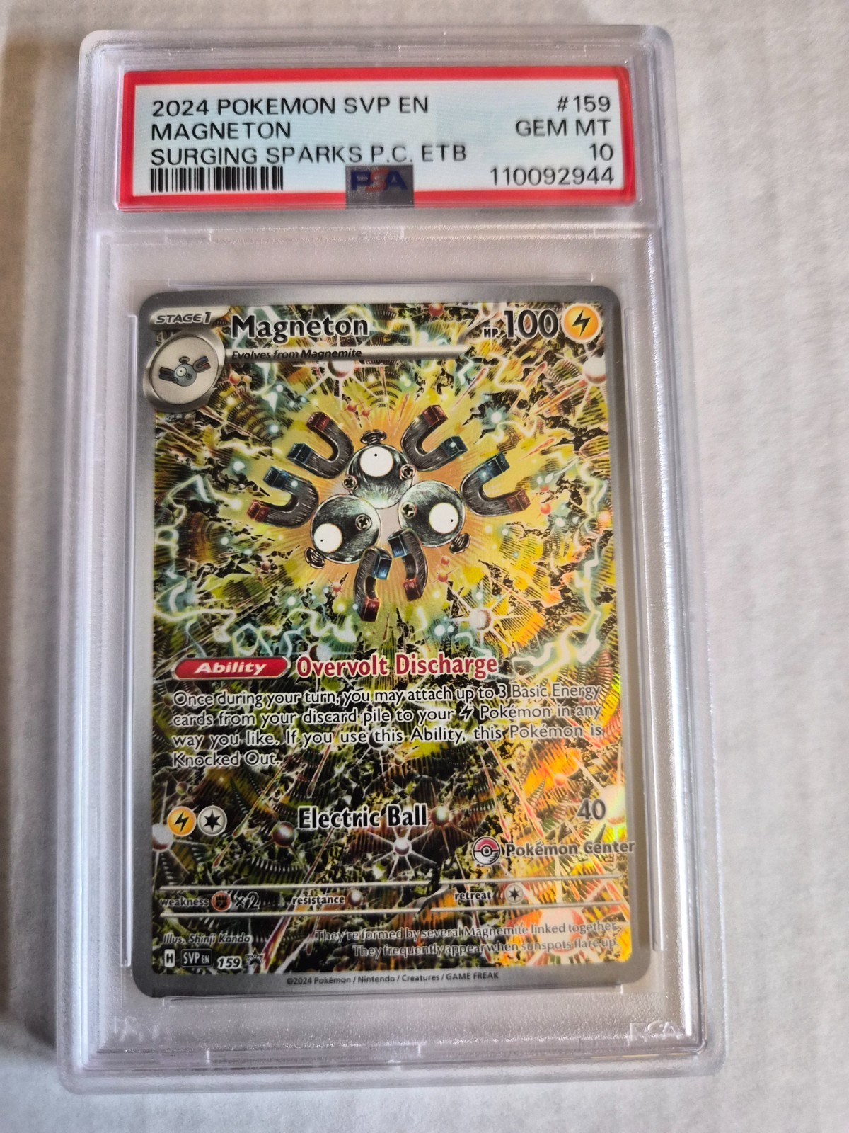 Pokemon Center Magneton #159 PSA 10 Surging Sparks Promo