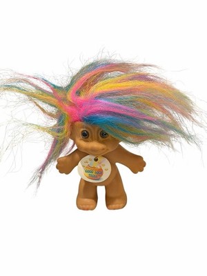 Vintage Russ Good Luck Troll Doll with Rainbow Hair & Original Tag