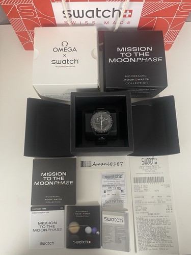 Omega x Swatch BLACK Snoopy Moonswatch Mission to the Moonphase New Moon 🌑