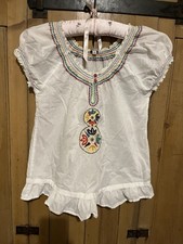 White Embroidered Gypsy Peasant Blouse. Size 8.