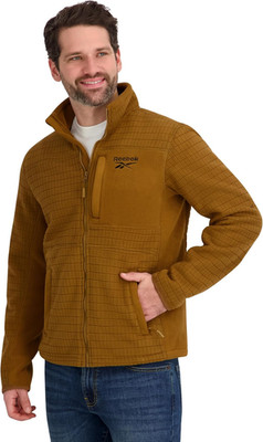 Men'S Mock Neck Zip-Up Grid Polar Fleece Shell Jacket