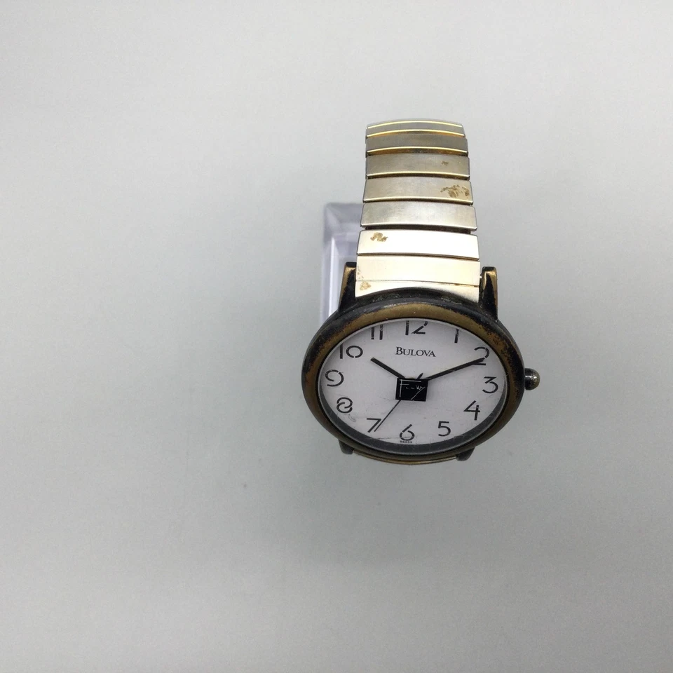 Reloj Bulova Frank Lloyd Wright Vintage Esfera Blanca Banda Elástica Batería Nueva Foto 3 de 4