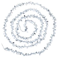 9 Foot Silver  Clear Crystal Acrylic Bead Christmas Garland  Iridescent Chr...