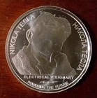 SERBIAN 1 OZ .999 SILVER ROUND NIKOLA TESLA COIL EXCELLENT CONDITION 100 DINAR