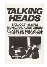 TALKING HEADS 1983 Nashville SPEAKING IN TONGUES Tour CONCERT Handbill / MINT