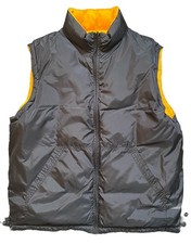 GAP Mens Reversible Packable Down Gilet Size Large L Black / Yellow VGC