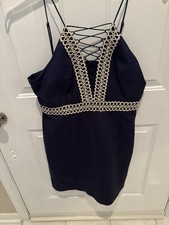 Lilly Pulitzer Navy Dress With Gold Details. Size: 8. Spaghetti Straps.