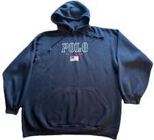 VTG 90s Polo Ralph Lauren Hoodie Pullover Mens 2XL USA Made Acrylic Black L/S