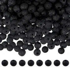 TOAOB 580pcs 6mm Natural Black Volcanic Lava Beads Rock Stone Beading Loose R...