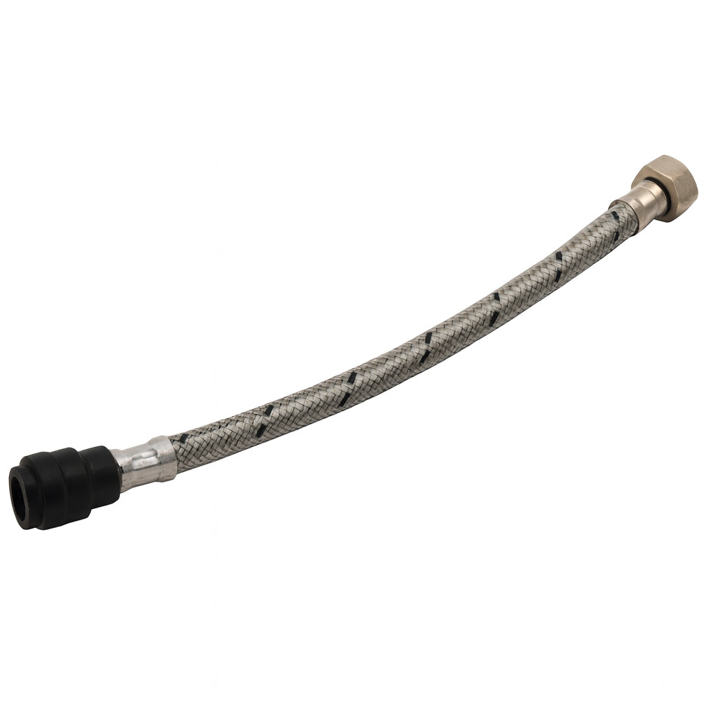 UK WRAS 15mm x 1/2"" x 30cm x 12mm Push-Fit Flexible Tap Connector (FTC)