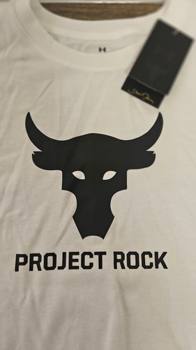 Under Armour Project Rock Shirt Damen XXL weiß Brahma Bull Grafik T-Shirt Neu mit Etikett - Bild 1 von 5