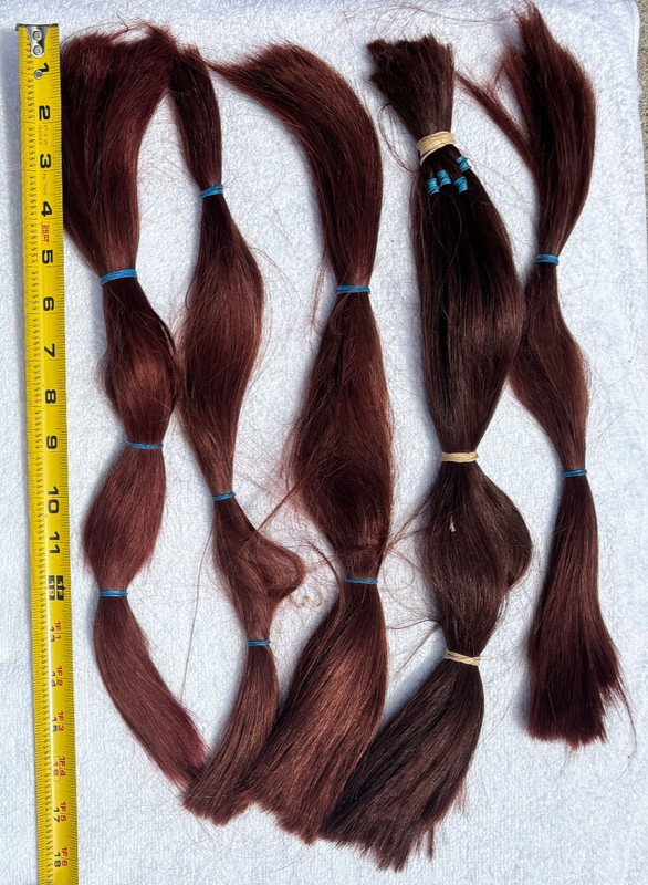 17" AVG 18 Oz Red Mix Straight Human Hair, Extensions, Braiding REMY Tips Tied