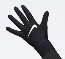 NIKE RUNNING GLOVES MENS DRI LIGHTWEIGHT TECH TOUCH SCREEN PHONE HI-VIZ BLACK M