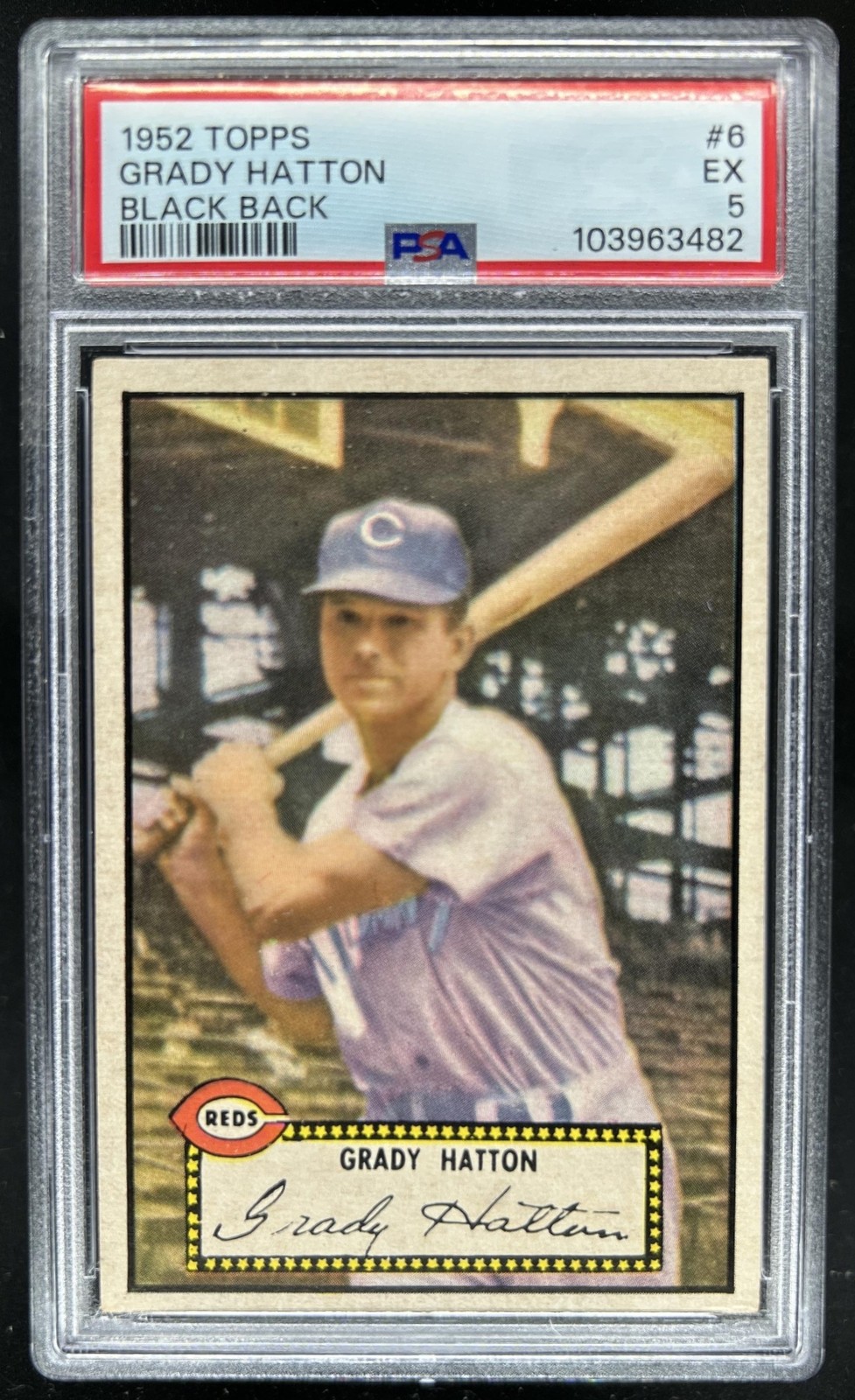 1952 Topps Grady Hatton Black Back #6 Reds PSA 5