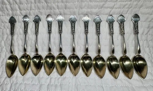 Sterling Gorham "Corinthian" Pattern Desert Spoons Set of 11 - No Mono