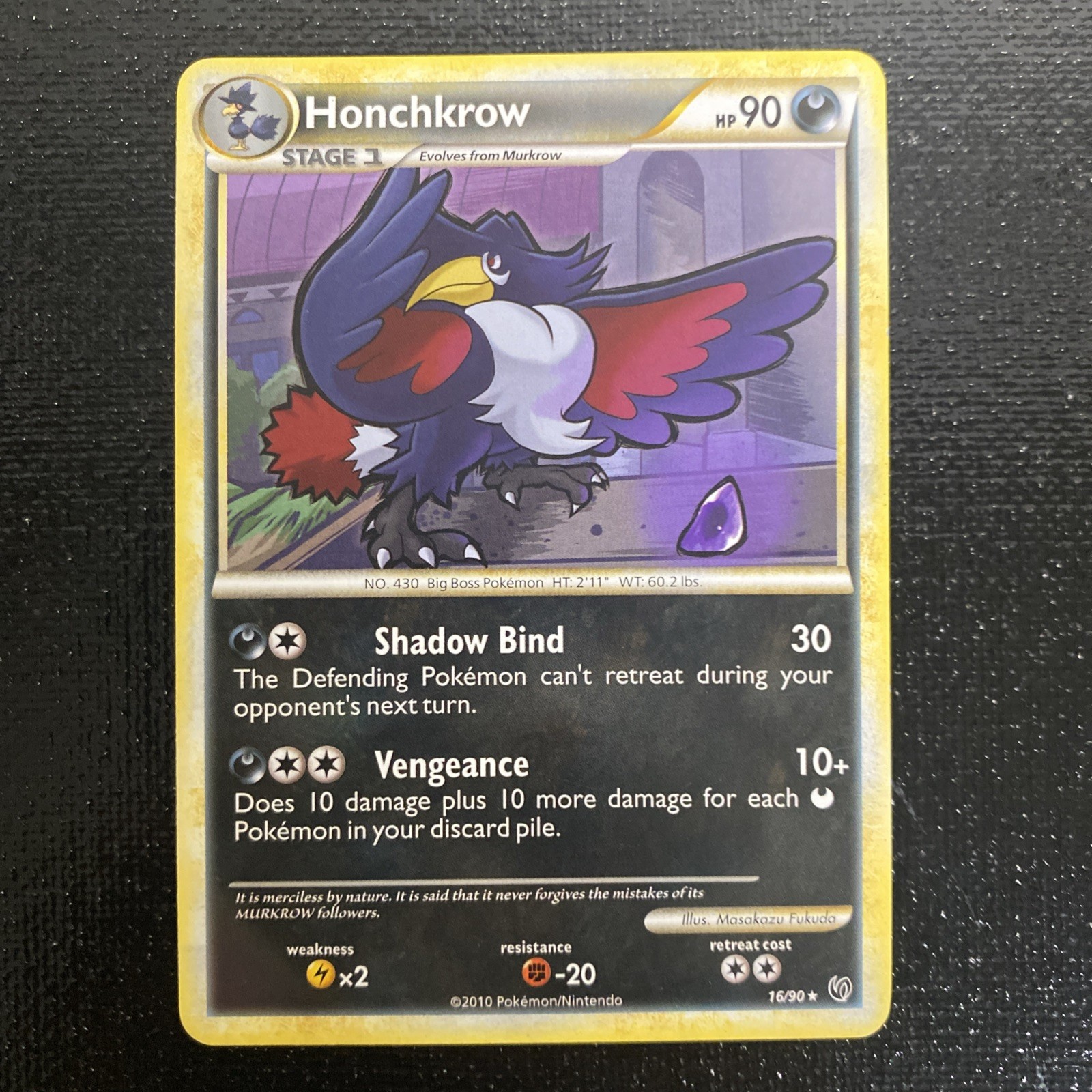 Pokemon TCG Honchkrow 16/90 Rare HS Undaunted NM