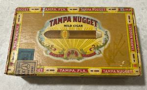 VINTAGE - Tampa Nugget Mild Cigar Box - EMPTY -  VINTAGE Tax Stamp 1947 !!
