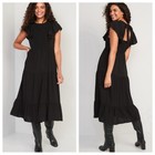 NWT Old Navy Fit & Flare Flutter-Sleeve Tiered Smocked Midi Dress Black - Size L