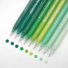 Gel Pens Fine Point 0.6mm 9 Colors Drawing Pencils Adult Coloring Green Style