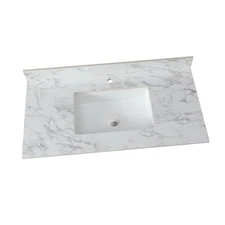 Stylish 43"x22" Vanity Top with Stain-Resistant Engineered Stone, Ceramic Sink,
