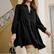 Sezane Leana Dress in Noire Size 34 or US 2 Babydoll Mini Dress