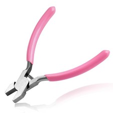 LEONTOOL 4.4" Mini Short Flat Nose Pliers for Jewelry Making Small Duck Pink