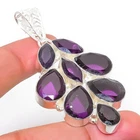 Amethyst Gemstone Handmade 925 Sterling Silver Jewelry Pendant 2.36"