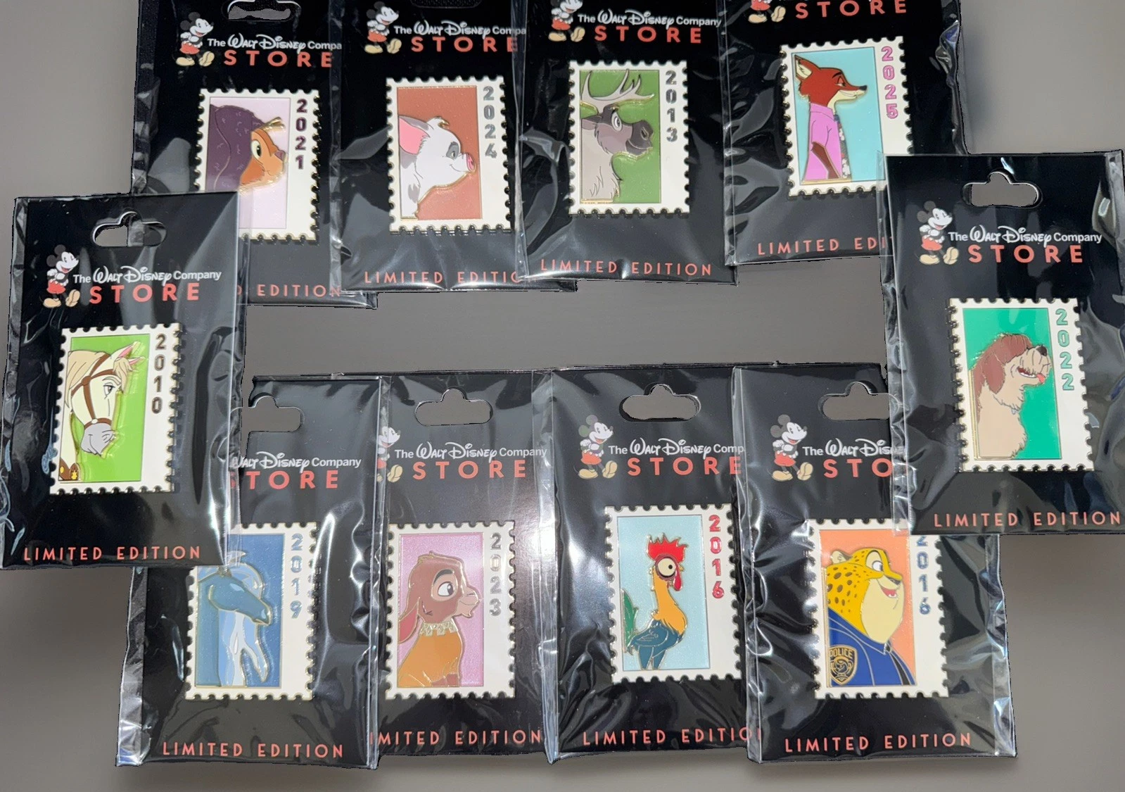 Disney DEC TWDC Commemorative Animal Stamps LE 300 Pins Full Set