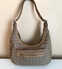 COACH VINTAGE SIGNATURE BROWN HOBO SHOULDER BAG CLASSIC MONOGRAM J2K-6343
