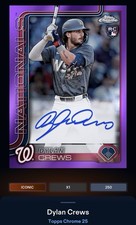 25 Topps Bunt DIGITAL Chrome Purple Signature ICONIC Dylan Crews