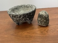Mortero de lava de piedra negra y mazo mexicano Piedra negra fabricante de guacamole 4""