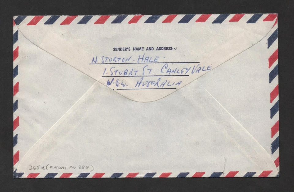 AUSTRALIA AIR MAIL COVER SCOTT # 365a IMPERF BETWEEN BLOCK ON COVER TO US - Image 2 of 2