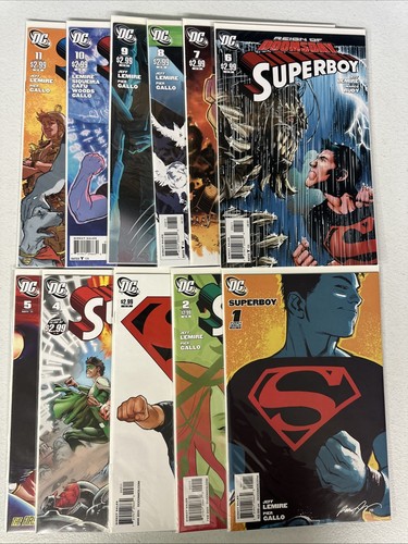 Superboy #1-11 2011 Lot Run Set Jeff Lemire komplette Serie DC Comics Sehr guter Erhaltungszustand *Y3