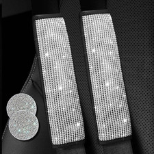 2PCS Bling Car Seatbelt Strap Covers for Women Girls - Crystal Rhinestone Velvet