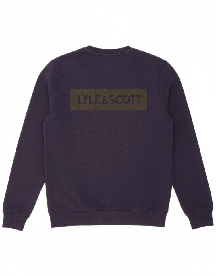 LYLE & SCOTT Hombres Gráfico Sudadera Jersey Pequeña Azul Marino Algodón DQ06 Foto 2 de 4
