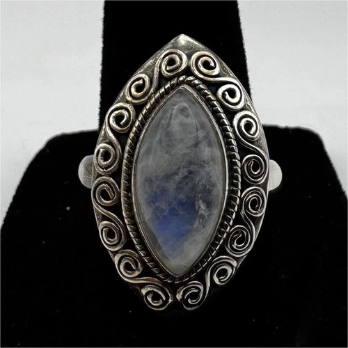 🔥 FLASH SALE! Vintage Doug Paulus dP Moonstone Silver Ring Size 8.5 - 9.5g