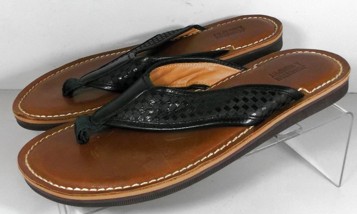 JOHNSTON & MURPHY Men\'s Black Woven Leather thong sandals size 11 Men main image 4