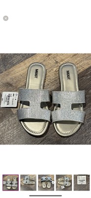 NWT- Mixit silver embellished woman's sandals, size 6