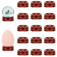 15 Pack Wooden Egg Stands Holder Crystal Sphere Globe Ball Stand for Display