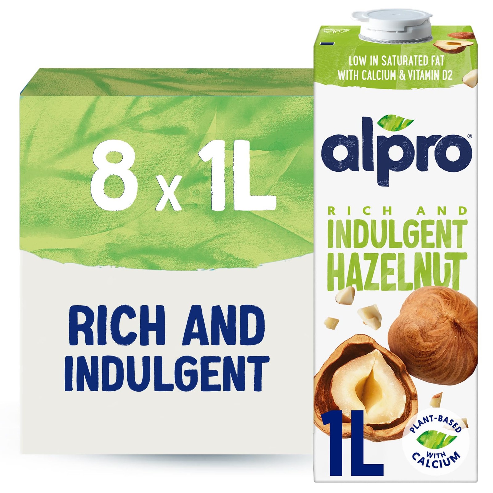 Alpro Hazelnut Plant-Based Long Life Drink, Vegan & Dairy Free, 1L (Pack Of 8) - Image 2