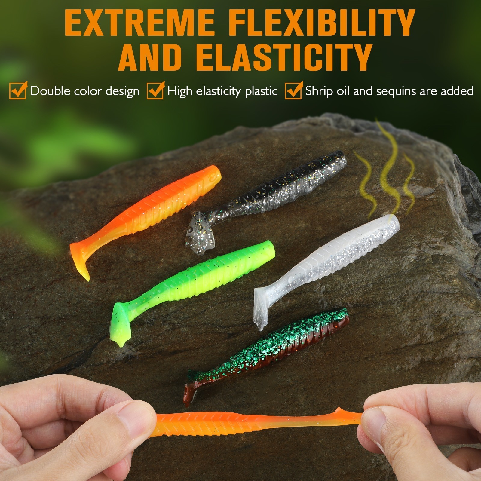 60pcs 2.5" Fishing Lures Soft Plastic Swimbaits Duck Foot Tail Bass Walleye Bait - Image 5