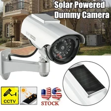 Fake Solar Power Dummy Security Camera LED Blink Light Outdoor Surveillance CCTV