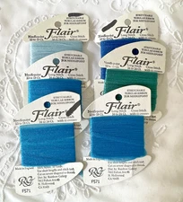 Rainbow Gallery Needlepoint Embroidery Thread Lot of 6 Flair Blues New