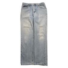 Vintage Lee Denim Jeans Straight Fit Light Wash USA 34x32 Western Zip Blue Label